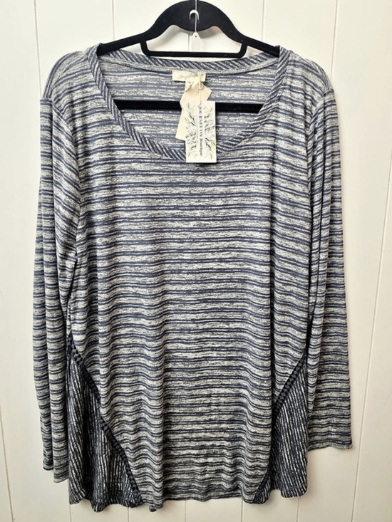 Mystree Tops - Mystree Striped Long Sleeve Tunic in Blue & White Size 1X NWT